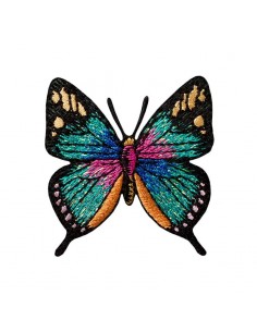 Application, patch, thermocollant : papillon turquoise pailleté