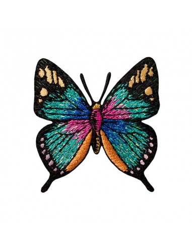 Application, patch, thermocollant : papillon turquoise pailleté