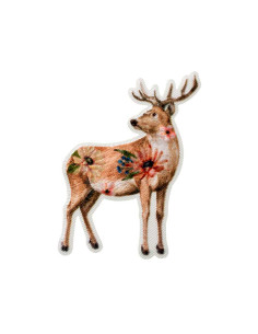 Appliques, Patch, Écusson thermocollant: Cerf avec fleurs
