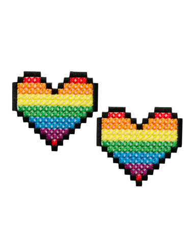 Applicatie, Patch, Strijkapplicatie: Pixel harten 2 stuks
