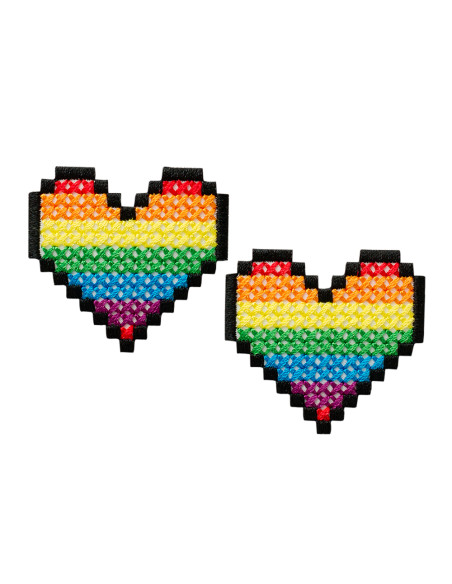 Appliques, Patch, Écusson thermocollant : Cœurs de pixels 2 pièces
