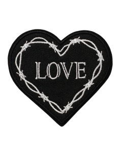 Applikation, Patch, Bügelbild: Love Herz schwarz