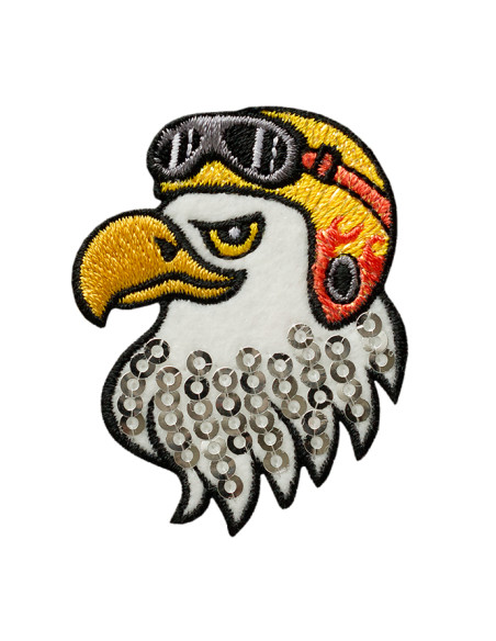 Appliques, Patch, Écusson thermocollant : Tête d'aigle à paillettes