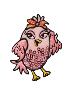 Applicatie, Patch, Strijkapplicatie: Vogelroze lovertjes