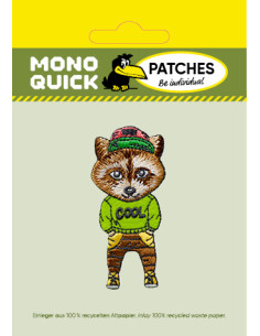 Applikation, Patch, Bügelbild: Waschbär mit Mütze 2