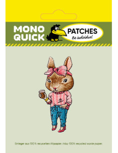 Applikation, Patch, Bügelbild: Hase mit Kaffee 2
