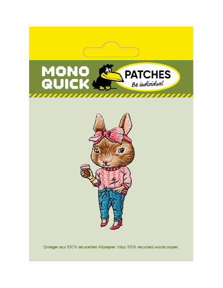 Appliques, Patch, Écusson thermocollant : Lapin au café