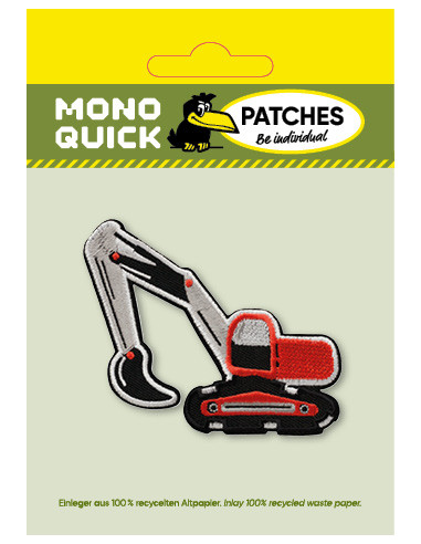 Applikation, Patch, Bügelbild: Bagger rot