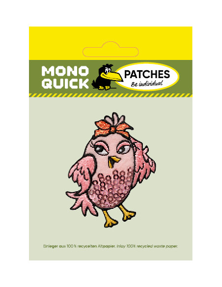 Appliques, Patch, Écusson thermocollant : Oiseau rosa Paillettes