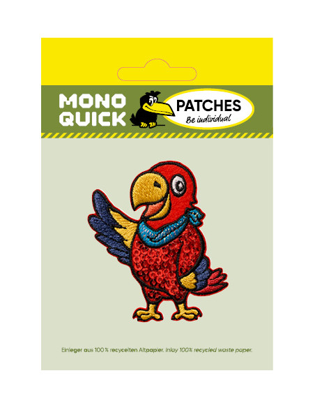 Applikation, Patch, Bügelbild: Papagei Pailletten