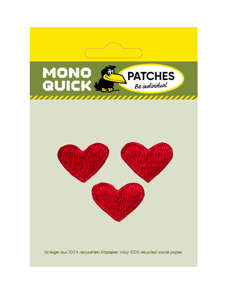 Appliques, Patch, Écusson thermocollant : Coeur rouge 3 pcs
