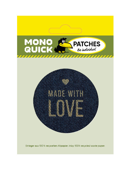 Applikation, Patch, Bügelbild: Made with Love - Jeans