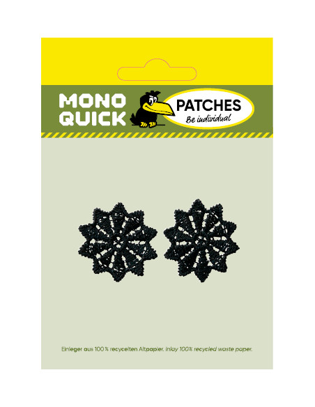 Appliques, Patch, Écusson thermocollant : 2 étoiles au crochet noir