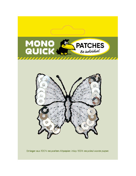 Applicatie, Patch, Strijkapplicatie: Vlinder met pailletten zilver
