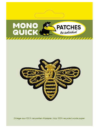 Applikation, Patch, Bügelbild: Biene Gold