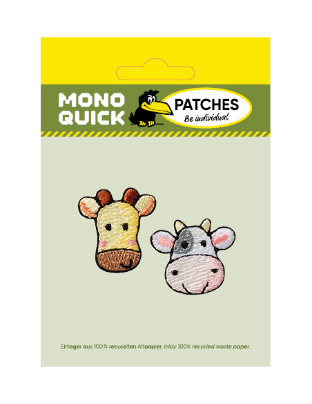 Applikation, Patch, Aufbügler: Giraffe und Kuh 2 Stk.