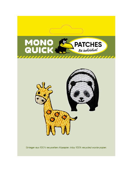 Applikation, Patch, Bügelbild: Panda und Giraffe 2 Stück