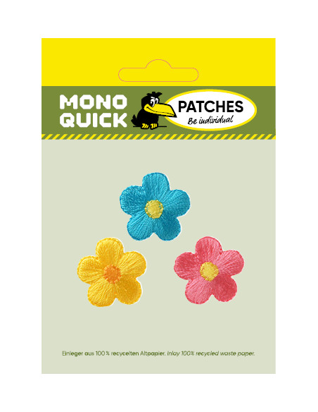 Appliques, Patch, Écusson thermocollant: Fleurs bleues, roses, jaunes