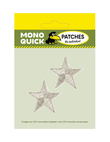 Appliques, Patch, Écusson thermocollant : Étoile argent 2 pièces