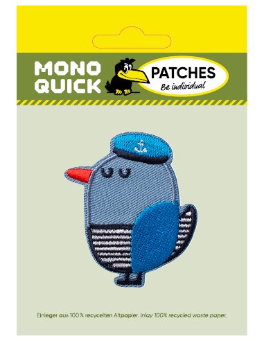 Applikation, Patch, Bügelbild: Matrose Möwe blau