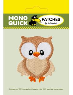 Applikation, Patch, Bügelbild: Eule braun 2