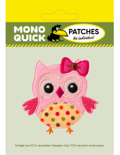 Applikation, Patch, Bügelbild: Eule pink 2