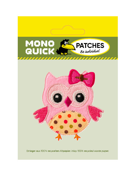 Applicatie, Patch, Strijkapplicatie: Uil roze