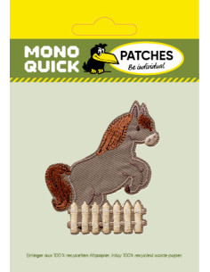 Applicatie, Patch, Strijkapplicatie: Paard grijs met hek 2