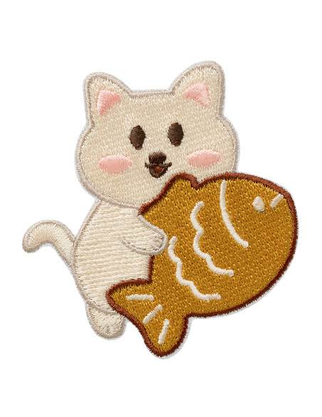 Applikation, Patch, Bügelbild: Katze mit Fisch