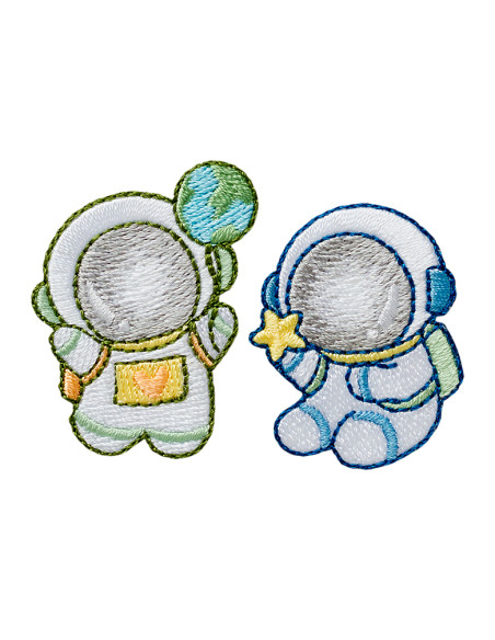 Applicatie, Patch, Strijkapplicatie: Set van 2 astronauten