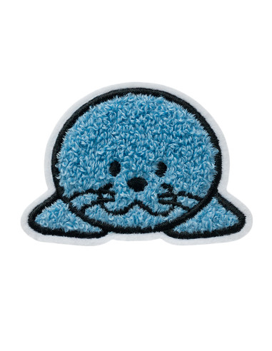 Applikation, Patch, Bügelbild: Robbe flauschig