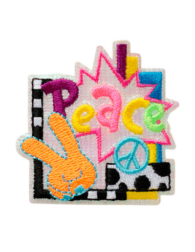 Applikation, Patch, Bügelbild: Peace Neon