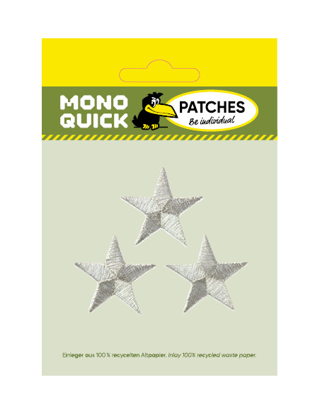 Appliques, Patch, Écusson thermocollant : 3 étoiles d\'argent
