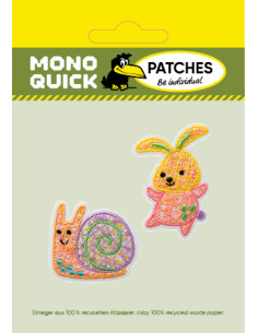 Applikation, Patch, Bügelbild: Hase u. Schnecke bunt, 2 Stk. 2