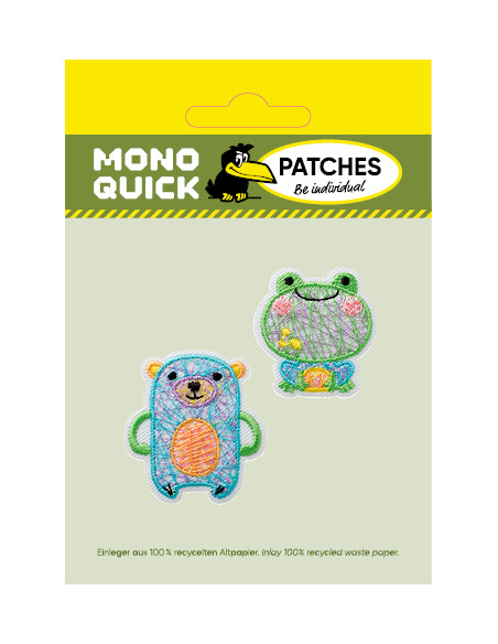 Applikation, Patch, Bügelbild: Bär u. Frosch bunt