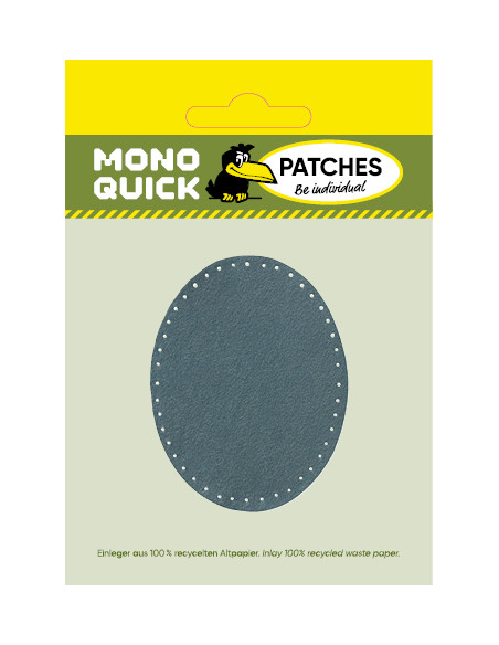 Appliques, Patch, Écusson thermocollant: Patch en daim imitation bleu gris 2 pièces