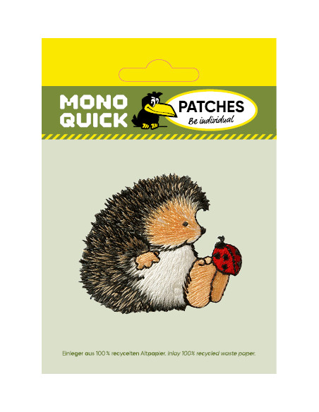 Applikation, Patch, Bügelbild: Igel mit Marienkäfer