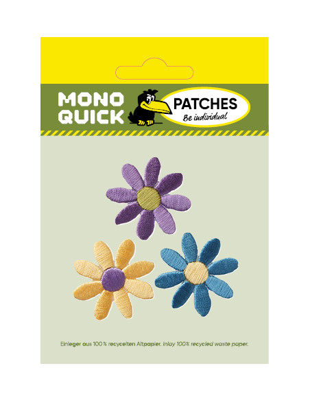 Applikation, Patch, Bügelbild: 3 bunte Blüten