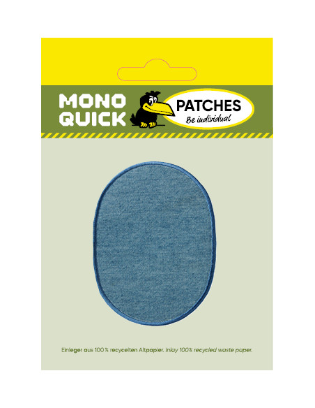 Applikation, Patch, Bügelbild: Jeansflick oval "hell"
