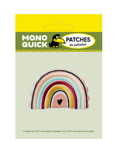 Applikation, Patch, Bügelbild: Regenbogen m. Herz