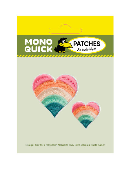 Appliques, Patch, Écusson thermocollant : Coeurs arc-en-ciel 2 pcs