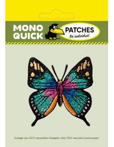 Application, patch, thermocollant : papillon turquoise pailleté 2