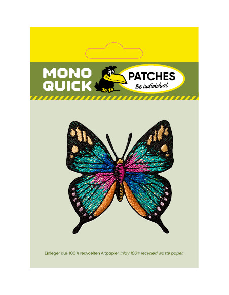 Appliques, Patch, Écusson thermocollant : Papillon turquoise scintillant