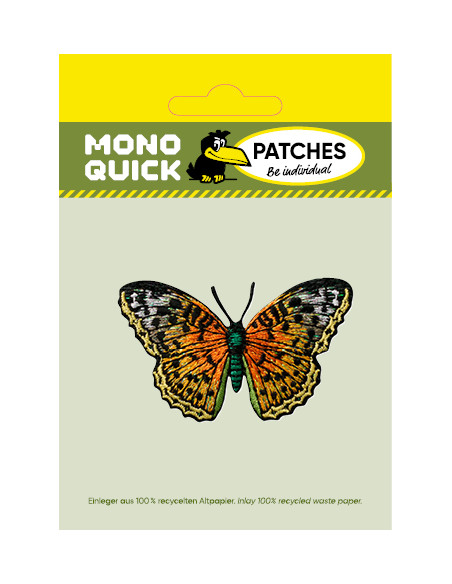 Applikation, Patch, Bügelbild: Schmetterling Orange Glitzer