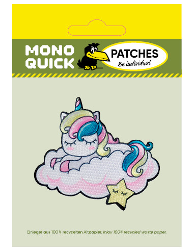 Applikation, Patch, Bügelbild: Einhorn auf Wolke