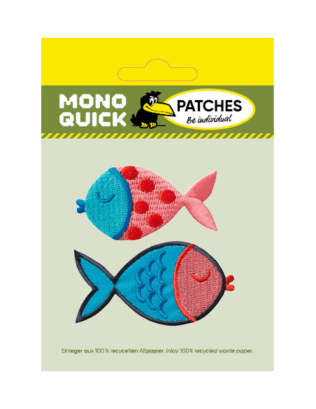 Applikation, Patch, Bügelbild: Fische 2 Stk. rot-blau