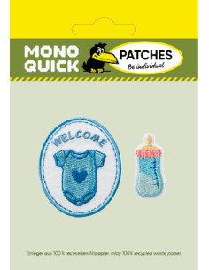 Applicatie, Patch, Strijkapplicatie: Welcome Baby  blauw,... 2