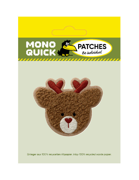 Appliques, Patch, Écusson thermocollant : Tête de renne en peluche