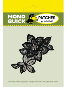 Applicatie, Patch, Strijkapplicatie: Bloemversiering zwart 2