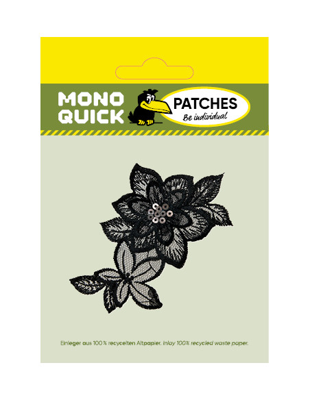 Appliques, Patch, Écusson thermocollant : Ornement floral noir
